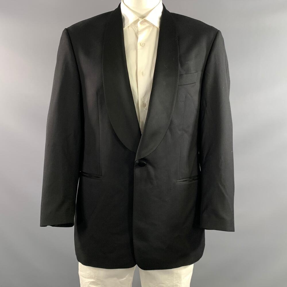 BOSS by HUGO BOSS Chest Size 42 Brown Solid Wool Shawl Collar Sport Coat
